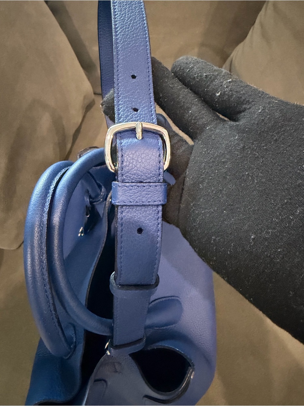 Christian Dior Open Bar Tote Bag Leather Blue - Picture 13 of 13